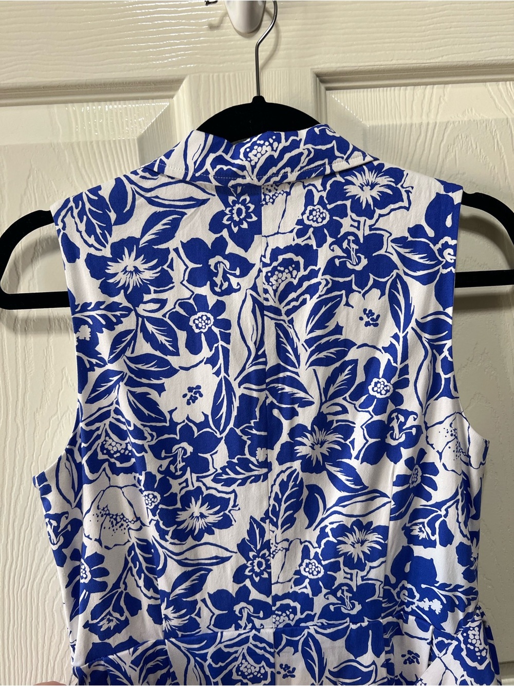 Anne Klein Size 6 Blue White Floral Faux Wrap A-Line Belted Dress - Picture 16 of 17